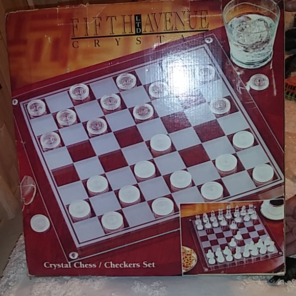 Brand New Never beenrystal Checkers and chess Set